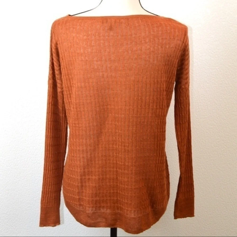 J Crew Waffle Weave Textured Lightweight Pullover Sweater Top Rust Color Size XS